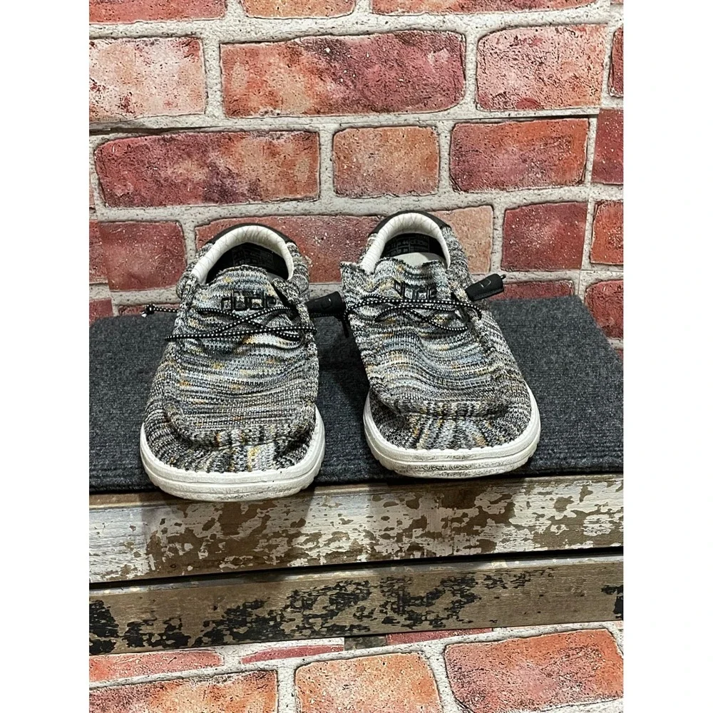 Hey Dude Wally Sox Tiger Mix Mens Loafers Size 11 Grey Orange Slip On Shoes